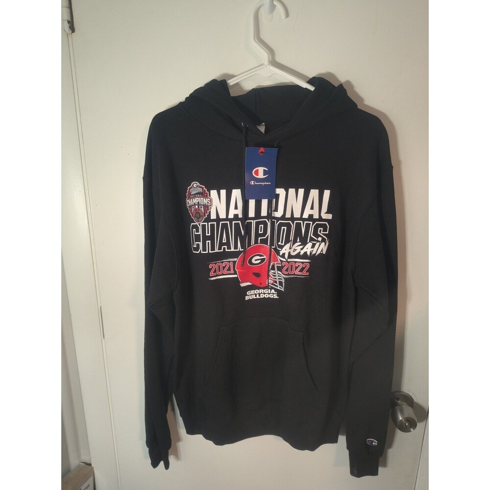 NWT Champion Georgia Bulldogs Hoodie Medium Black Back to Back National...
